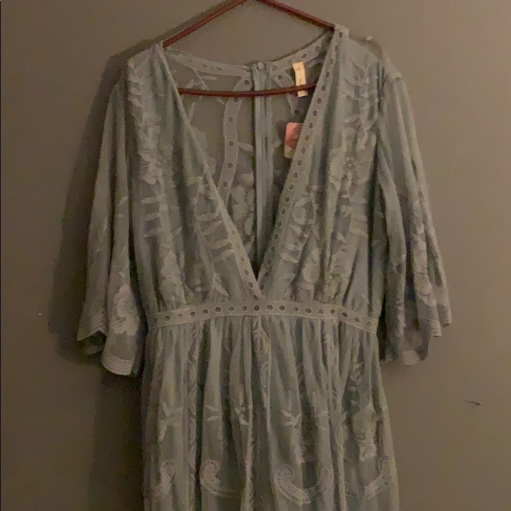 Misty blue beautifully detailed romper